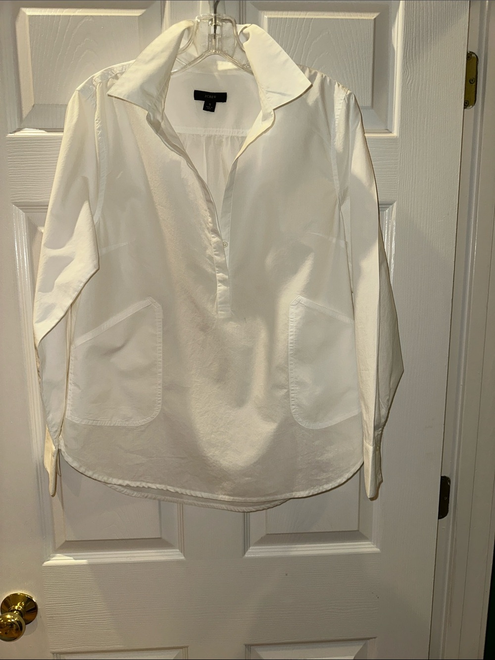 J. Crew White Button-Front Popover Shirt